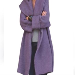 Soft Surroundings Telluride Shawl Cardigan Purple Bathrobe Coat Duster LG